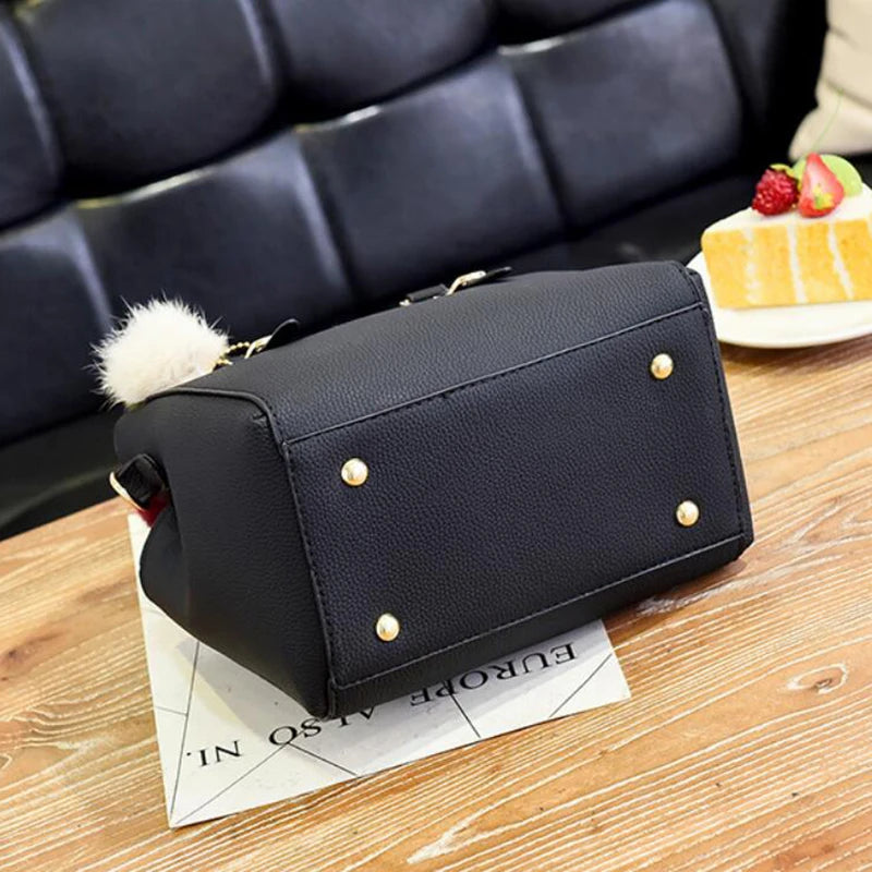 PU Leather Ladies HandBags Women Vintage Purse Plush Tassel Messenger Bags Tote Boston Shoulder Crossbody Bag Stone's Store