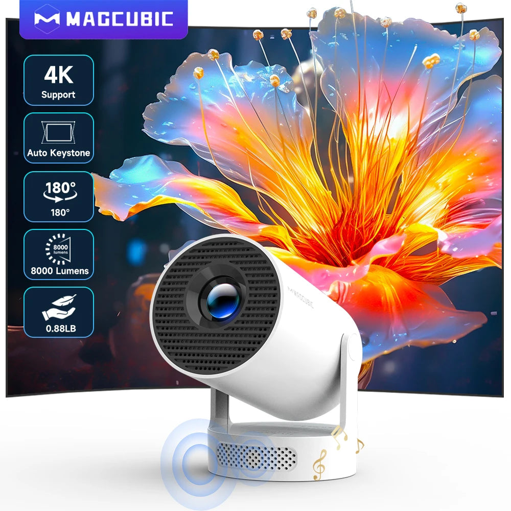 Proyector Magcubic 4K Wifi6 Android11 260 ANSI Dual WIFI Allwinner H713 BT5.0 1280*720P Cine en casa exterior portátil HY300 Pro +