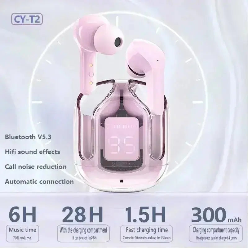 View details for NEW T2 TWS Wireless Bluetooth Headset Transparent ENC Power Digital