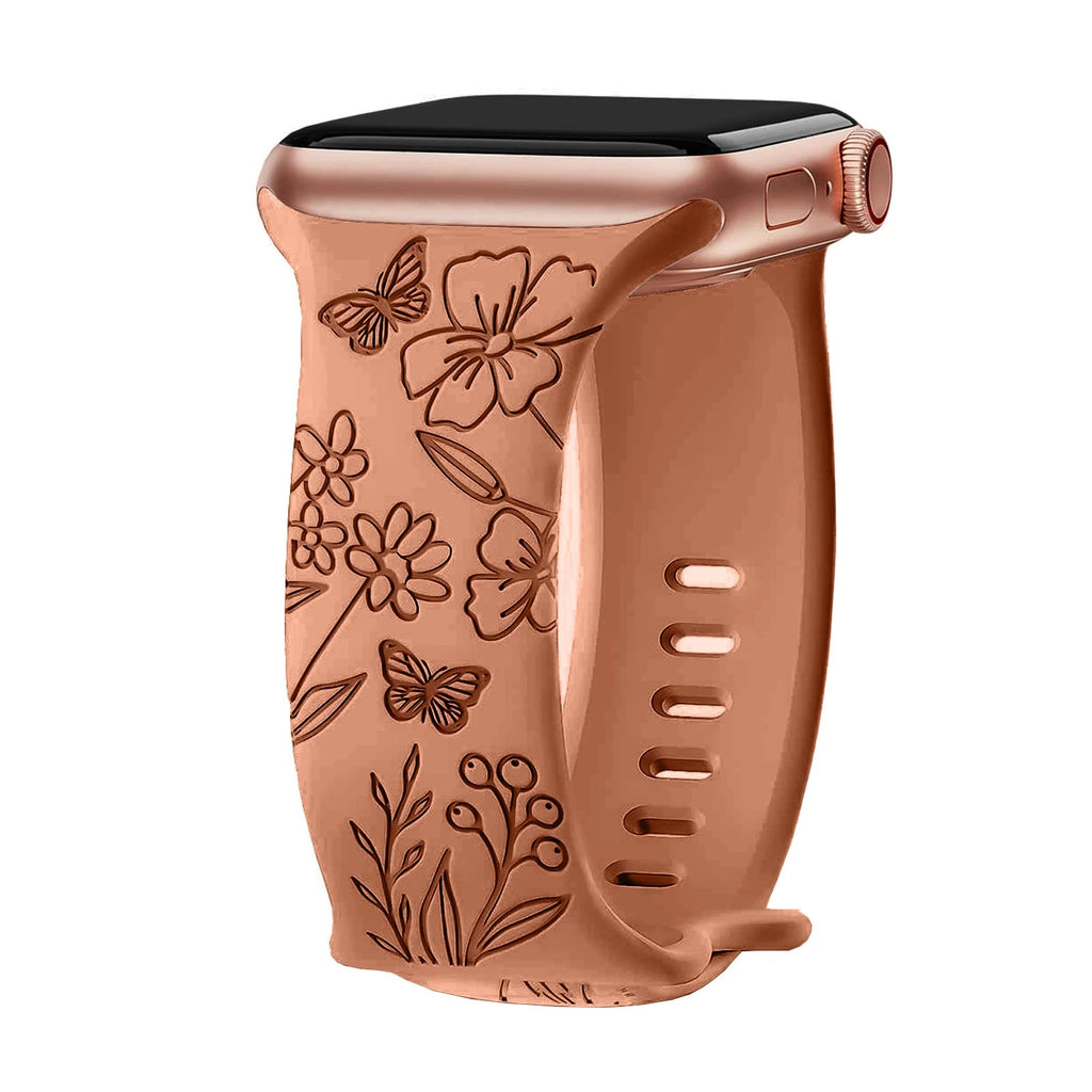 Levo Floral Engraved Silicone Band Personalized Strap Store