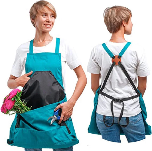 GardenEase™ – Cross Back Apron with Deep Kangaroo Pockets