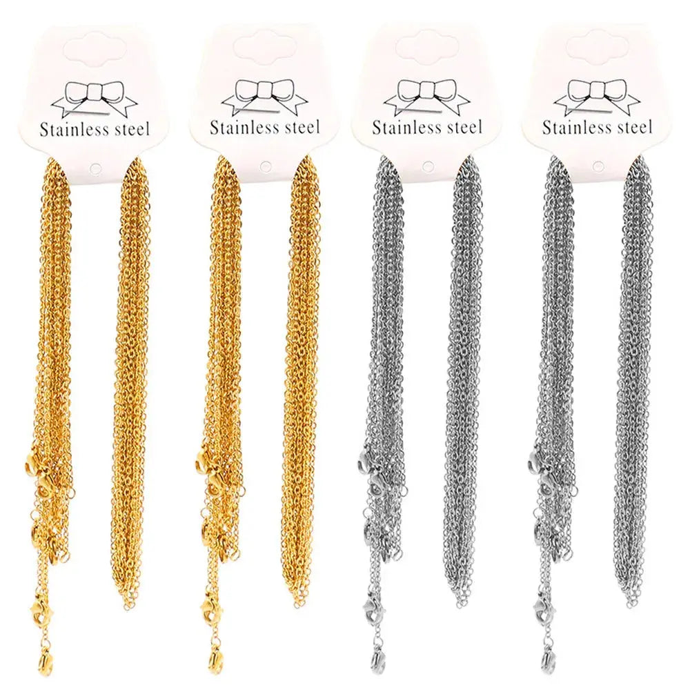 10pcs Stainless Steel Necklace Cuban Chains Hypoallergenic Rolo Link