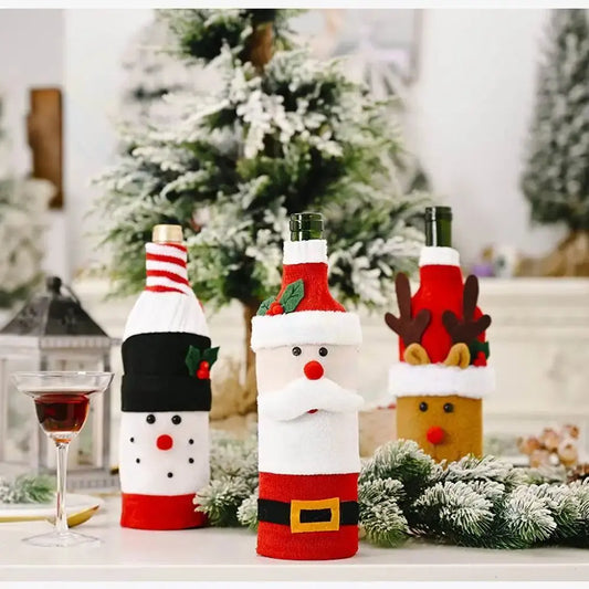 View details for Christmas Snowman Wine Bottle Cover Set Santa Claus Bottle Sweater 