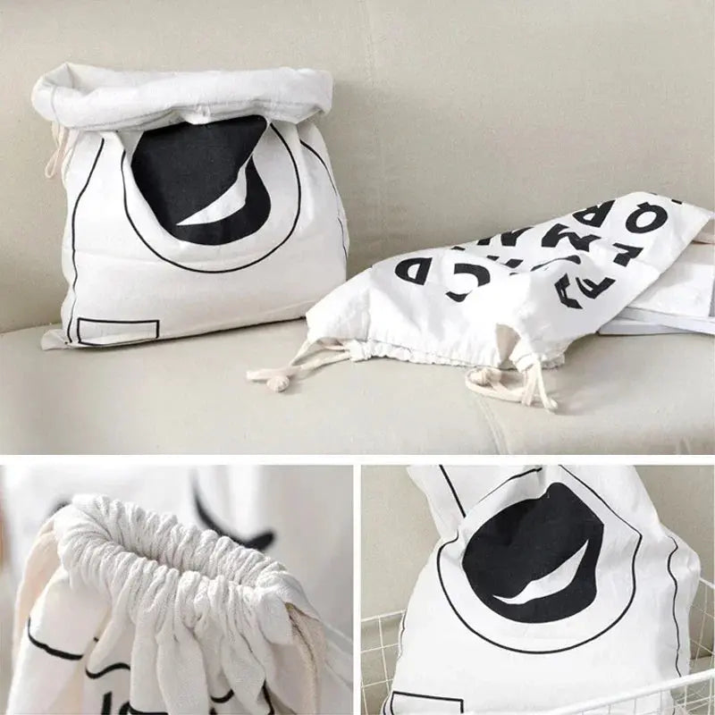 Large Cotton and Linen Laundry Bag Clothes Toys Storage Bag Printing