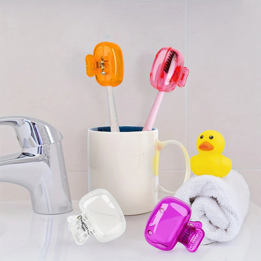 Travel Toothbrush Head Covers Toothbrush Protector Cap Brush Pod Case Protective Portable Plastic Clip For Household Travel Stone's Store