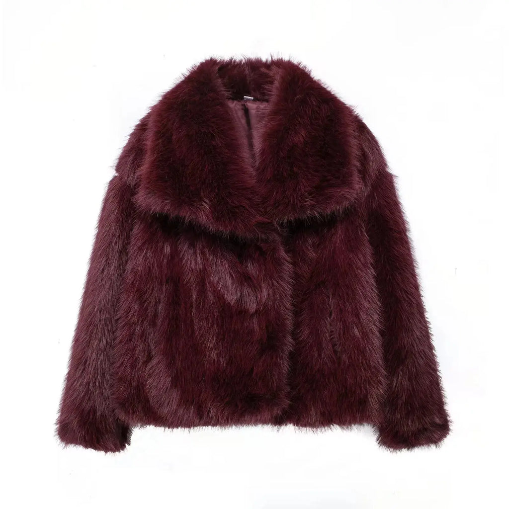 Women's Fashion Cropped Faux Fur Jacket Stone's Store