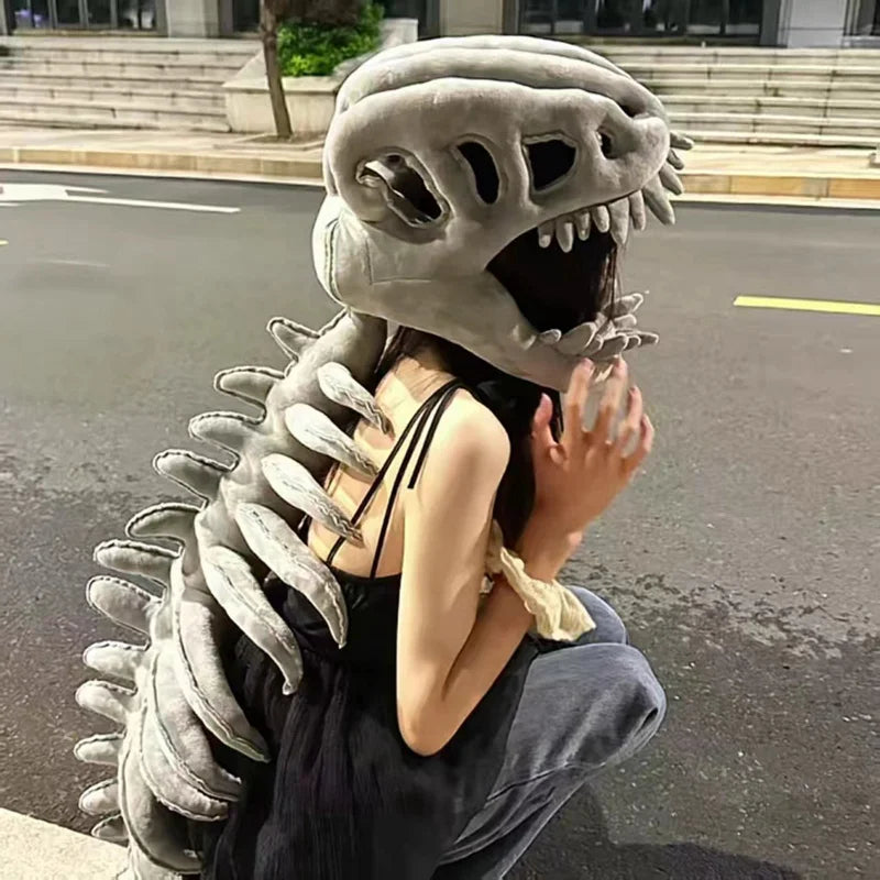 DinoRoar™ Gorro de felpa: ¡Divertido esqueleto acogedor! 🦖