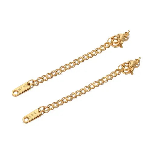 10pcs Gold Stainless Steel Extender Chains with Lobster Clasps for Jewelry Making
