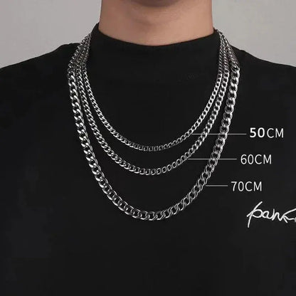 Hip Hop Width 3/5/7/9MM Cuban Link Stainless Steel Chains Necklace for