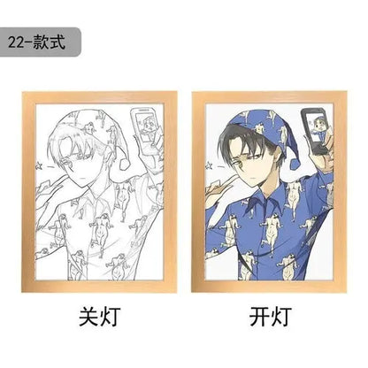 Attack On Titan Anime Figure Customized Night Light Painting Decor