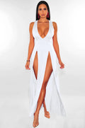 Vestido Maxi Vaquero Sin Espalda Fruncido