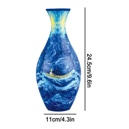 3D Puzzle Vase Blue and White Porcelain Design Made ABS Home