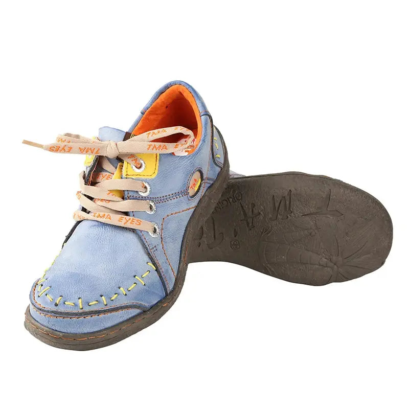TMA EYES Women's Hand-Stitched Leather Sneakers Lightweight Flat AliExpress