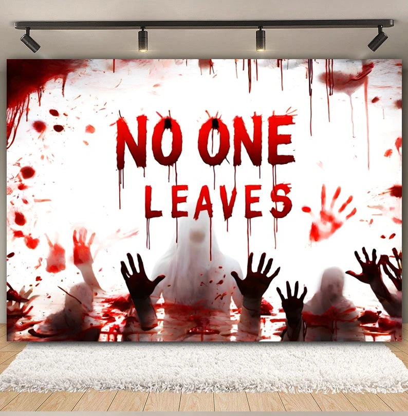Horror Halloween Backdrop Blood Splatter Ghosts Bloody Handprints Haunted House Party Decor Photography Background Photo Studio