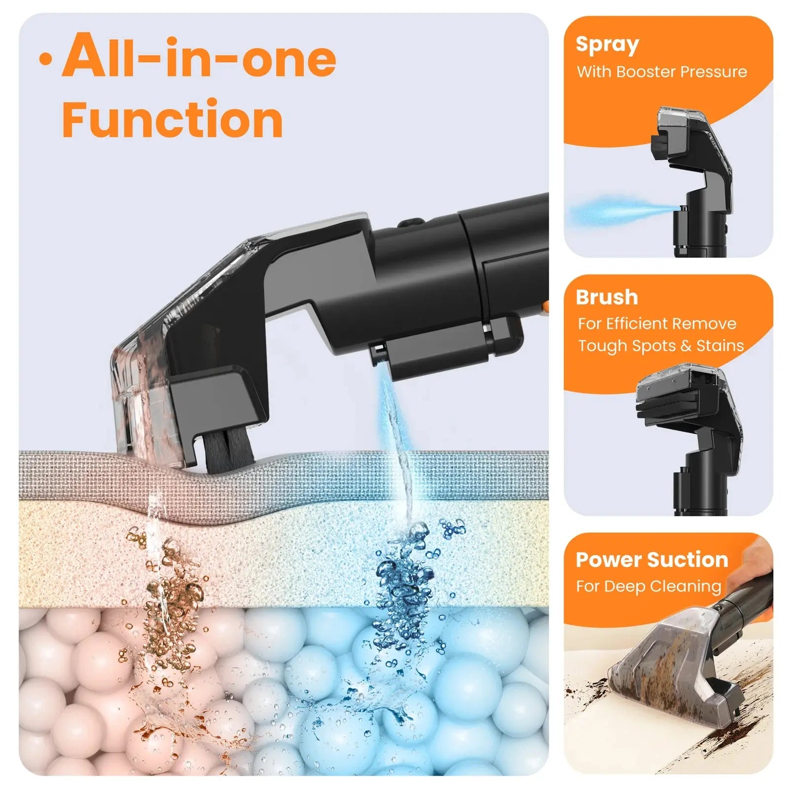 TASVAC C7 Portable Carpet & Upholstery Cleaner Machine, Spot And Stain Deep Cleaner With Two Brushes & Remover Formula For Pets, Inselife Store