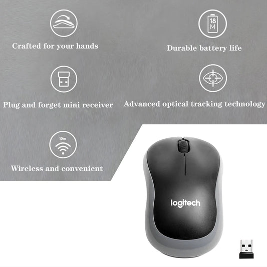 Logitech M185 Wireless Mouse 2.4Ghz USB 1000DPI Mice USB Receiver Mute Optical Navigation Mice For Mac Os Chrome Window 10/8/7 an illusion