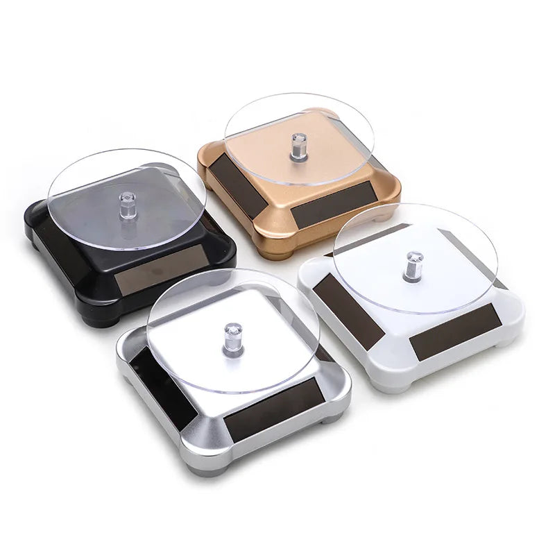Solar Showcase 360 Automatic Rotating Turntable Jewelry Organizer Jade Ware Necklace Bracelet Watch Phone Display Stand Stone's Store