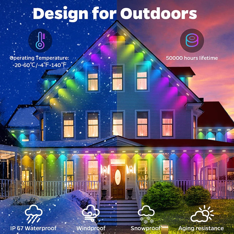 Weather-Proof Wonder: Smart RGBIC Lights for Stunning Outdoor Scenes! Shop1103803381 Store