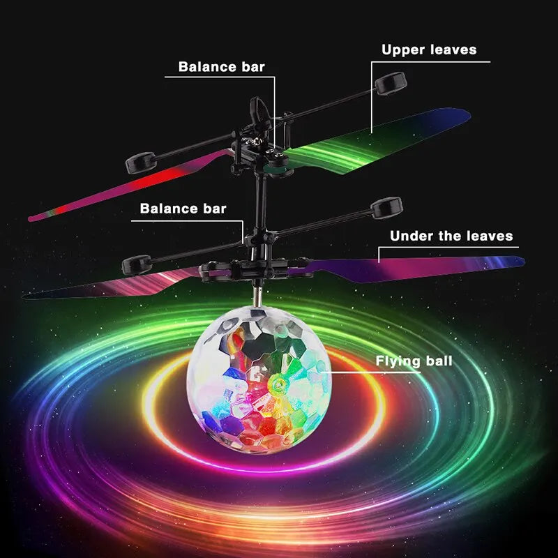 Led Light Suspension Crystal Ball Infrared Induction RC Gesture Control Colorful Glowing Toys Unique Gift for Kids Action Time Store