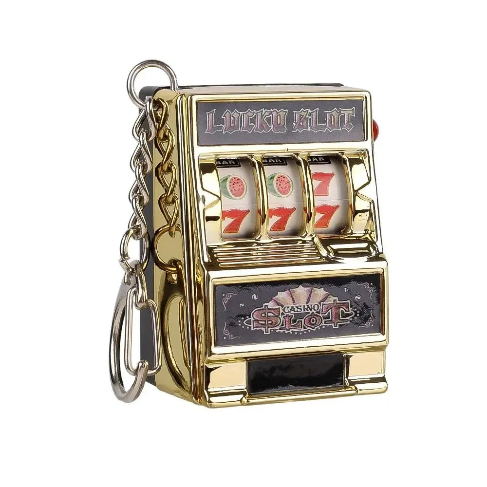 Llaveros de máquina tragamonedas de mini juegos de azar Máquina recreativa creativa de bolsillo con frutas Lucky Jackpot Gadget Juguete antiestrés Divertidos juegos Llavero