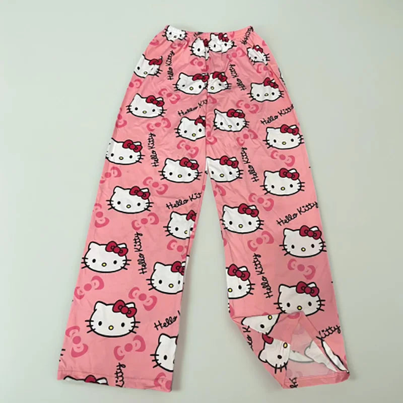 Hello Kitty Spider-man Cotton Loose Ladies Pajama Pants Pyjama Trousers Women Men Cartoon Sleep Bottoms Lounge Wear Girl Sleep Stone's Store