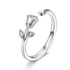 Adjustable Rings Real 925 Sterling Silver Stackable Engagement Zircon Open Size Rings For Women Jewelry big nose Official Store