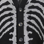 Autumn Winter Knit Sweater Coat 2023 Halloween Skull Knitted Cardigan Women Loose Female V Neck Coat Long Sleeve Tops Jacket