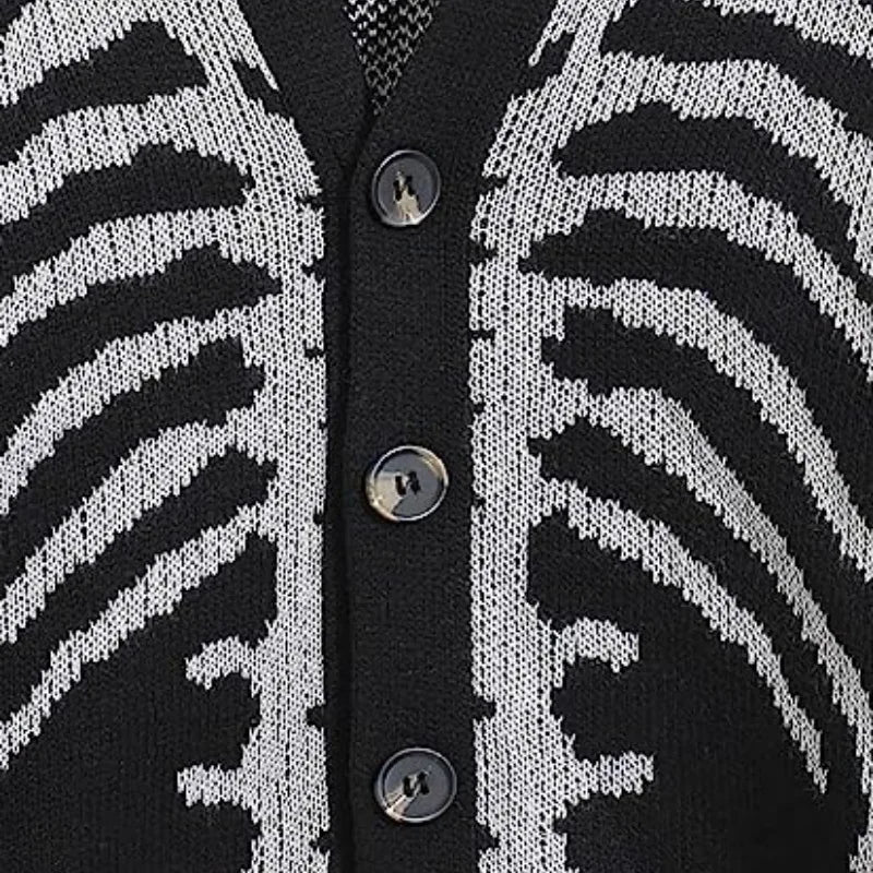 Autumn Winter Knit Sweater Coat 2023 Halloween Skull Knitted Cardigan Women Loose Female V Neck Coat Long Sleeve Tops Jacket