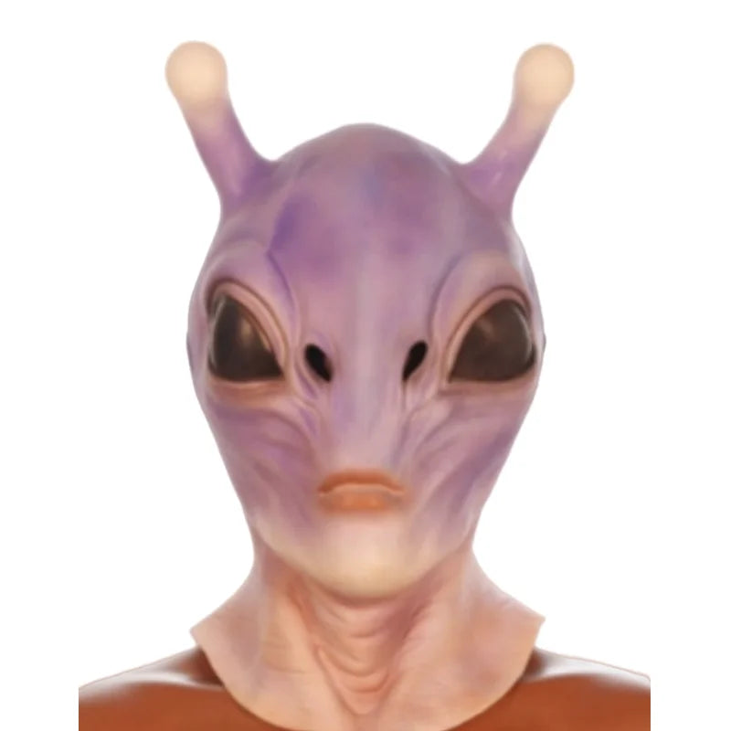 Máscaras de extraterrestre verde OVNI, disfraz de alienígena de terror para fiesta de Halloween, tocado de látex, accesorios divertidos para fiesta de disfraces de terror para adultos