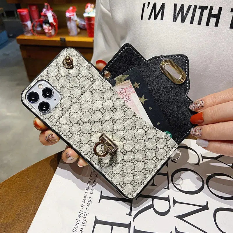 Nueva Bolsa de Lujo de Cuero para Teléfono con Billetera Cruzada para iPhone
