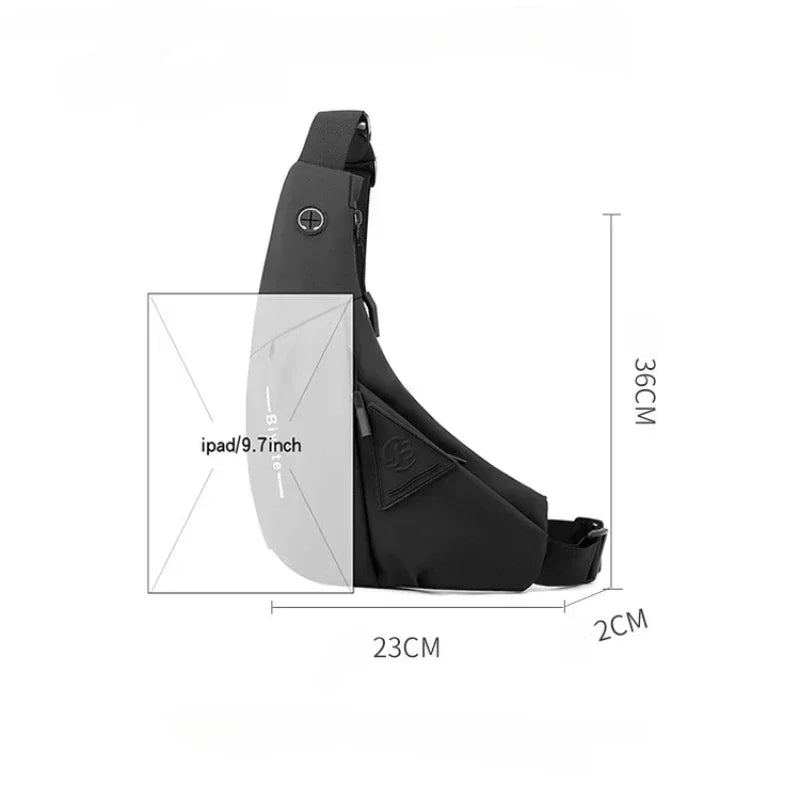 Men's Shoulder Bag Waterproof USB Oxford Crossbody Bag Sling Multifunction Short Travel Messenger Chest Pack for Male Handbags