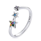 Adjustable Rings Real 925 Sterling Silver Stackable Engagement Zircon Open Size Rings For Women Jewelry big nose Official Store
