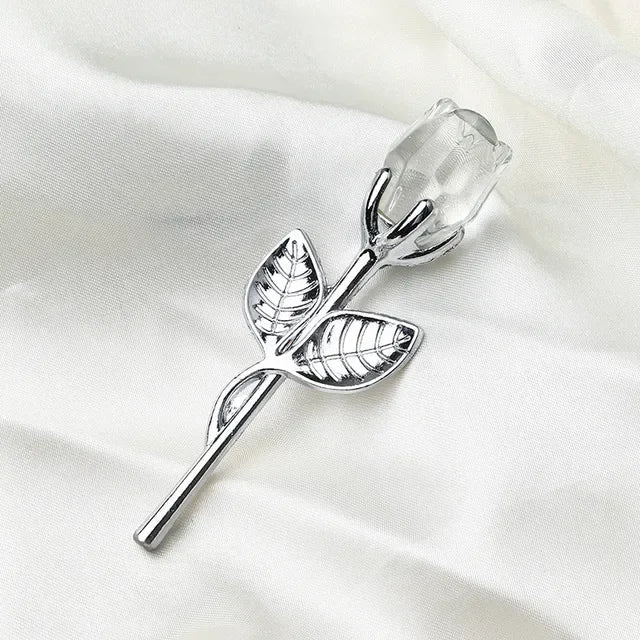 Valentines Day Gift Crystal Glass Rose Artificial Flower Silver Gold Rod Rose Flower for Girlfriend Wedding Gifts for Guest Shop1104358055 Store
