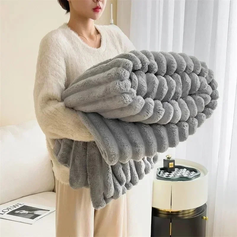 Snuggle Up in Softness: Coral Fleece Bunny Plush Blanket Shop1102735123 Store