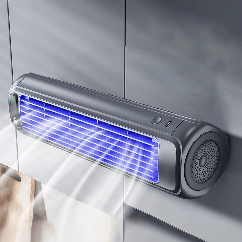 Ventilador de aire acondicionado montado en la pared Silencioso Recargable Cómodo Ventilador eléctrico de refrigeración para el hogar, la cocina, el baño, sin necesidad de taladrar