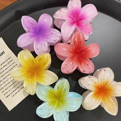 Six colors Gradient Flower Hair Accessories Set Beach Style Hairpins Flower Claw Clips Summer Flower Hairpins Hawaiian Style Sheeamy Store