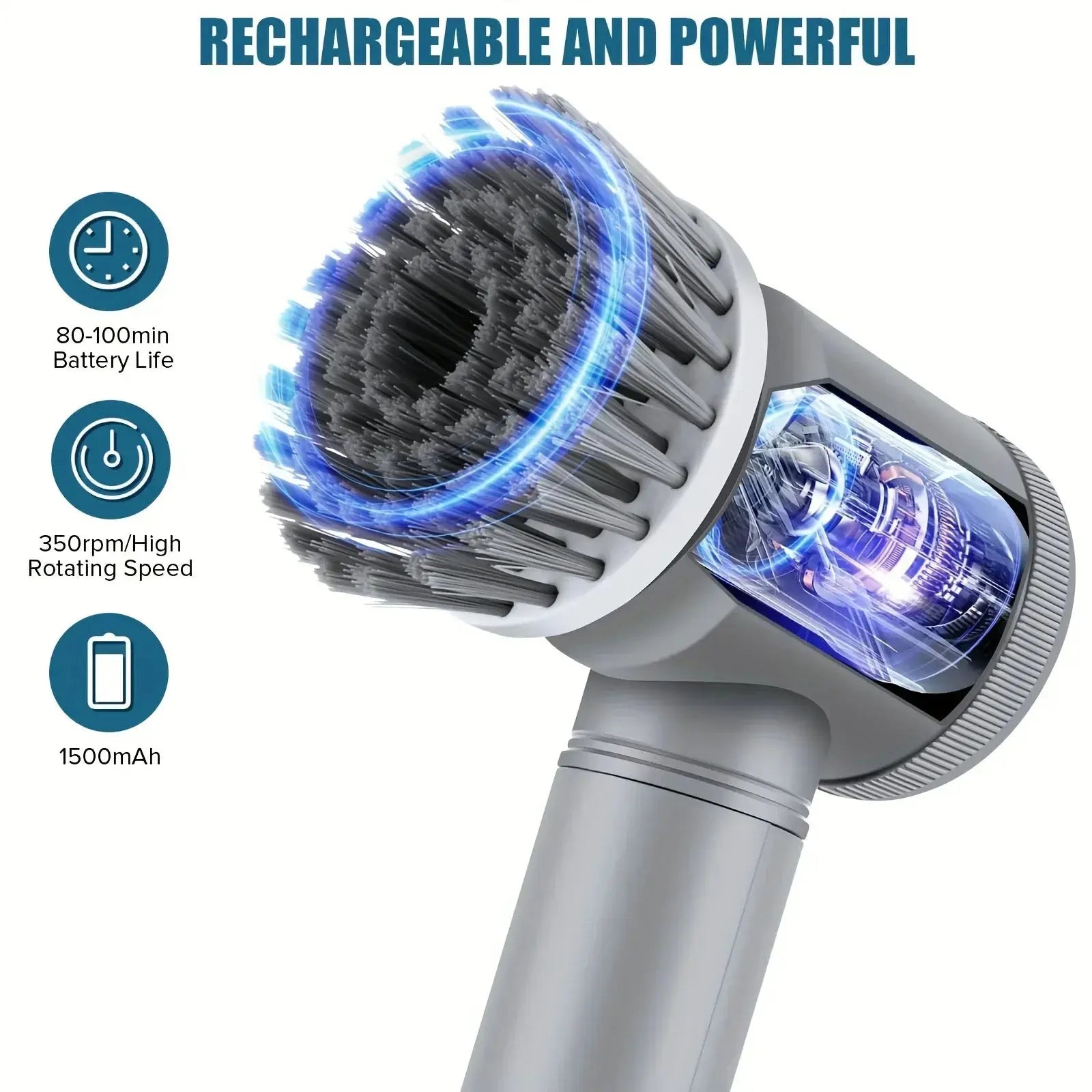 6 in 1 Electric Spin Scrubber,Bathroom Cleaning Brush Power Scrubber