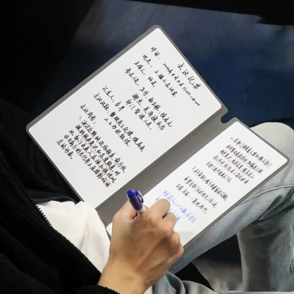 Reusable A5 Whiteboard Notebook Leather With Whiteboard Pen Writing Board With Erasing Cloth Stationery Memo Pad Students Gift