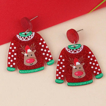 View details for Acrylic Sweater Christmas Earrings Snowflakes Santa Claus Cartoon