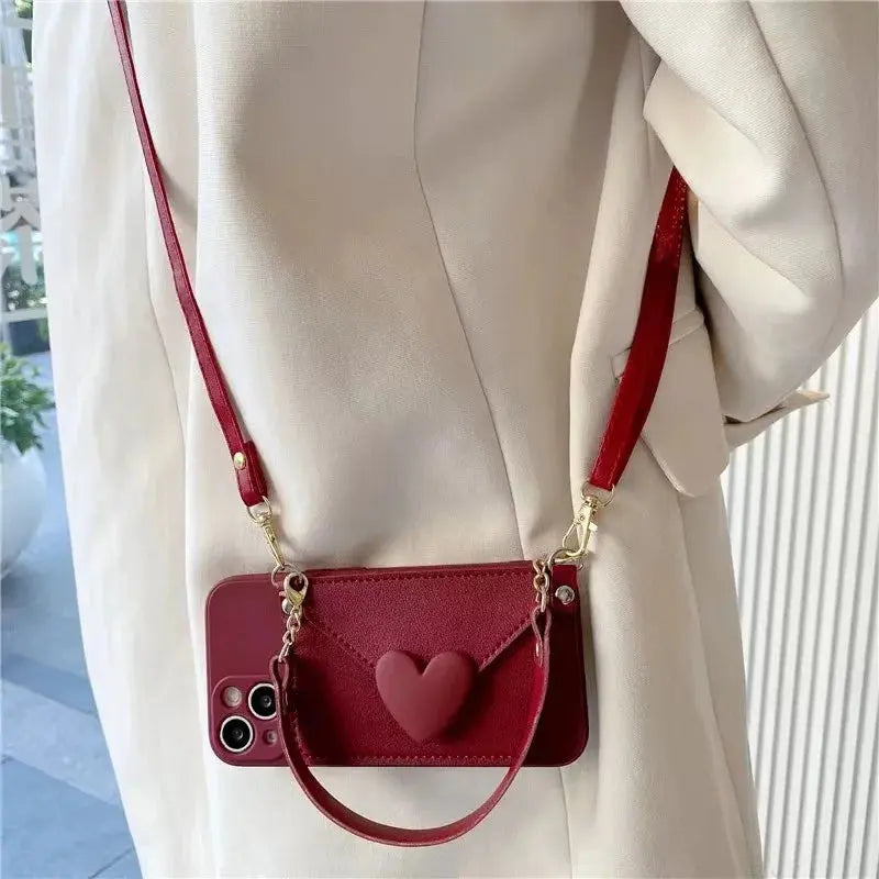 Phone Case with Card Holder and Lanyard - Trendy Crossbody Design