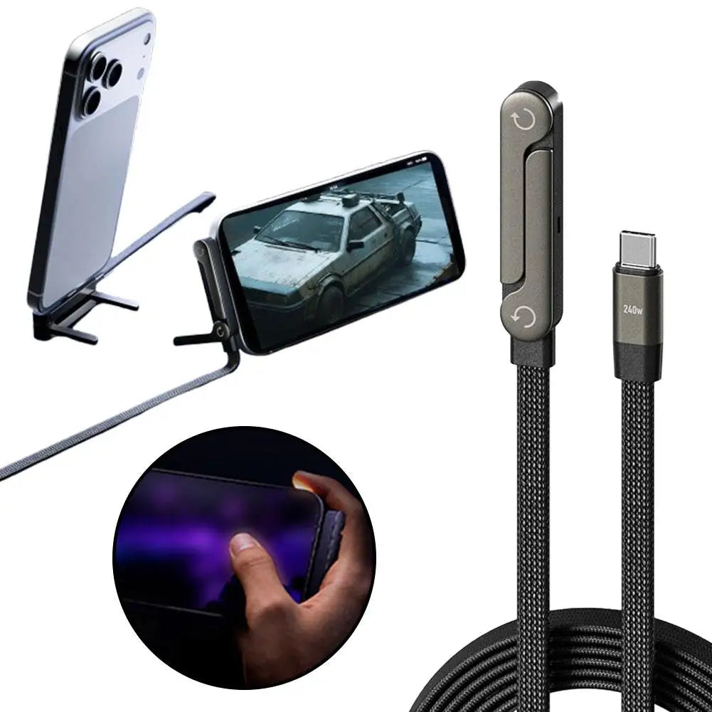 PowerProp™ Cable de pie 240W ⚡📱 Carga rápida. Soporte inteligente.