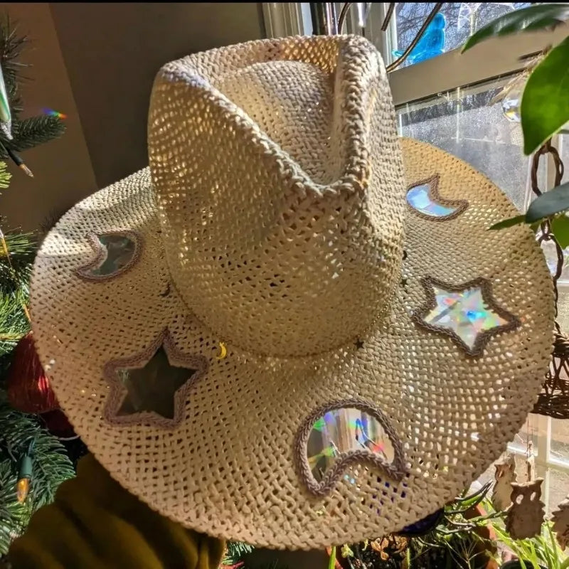 Prism Cowgirl Hat – Rainbow Glow & Sun Protection in One!
