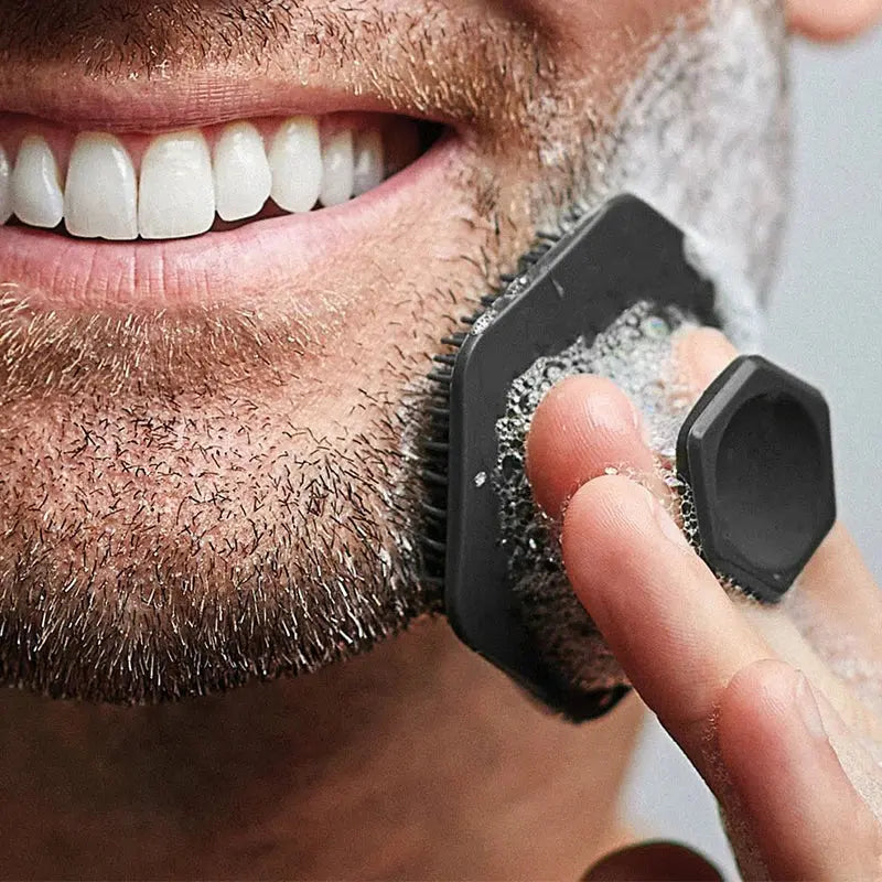 Brocha de afeitar para hombre para limpieza, herramienta de barbero, bigote de silicona