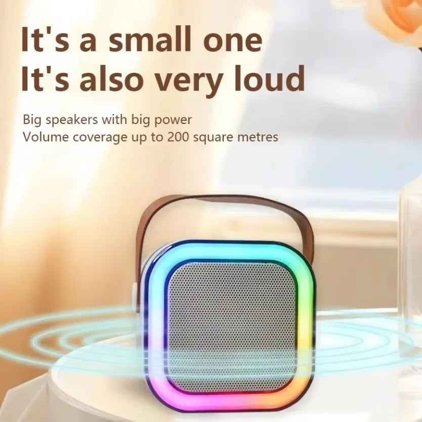 K12 Bluetooth Karaoke Machine Portable 5.3 PA Speaker System with 1-2 Wireless Microphones Home Family Singing Children's Gifts