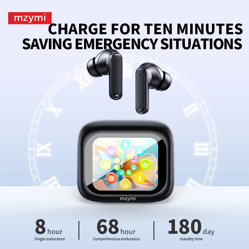 mzymi Full In Touch Screen Headphone ANC E18 Pro Bluetooth Earphone AliExpress