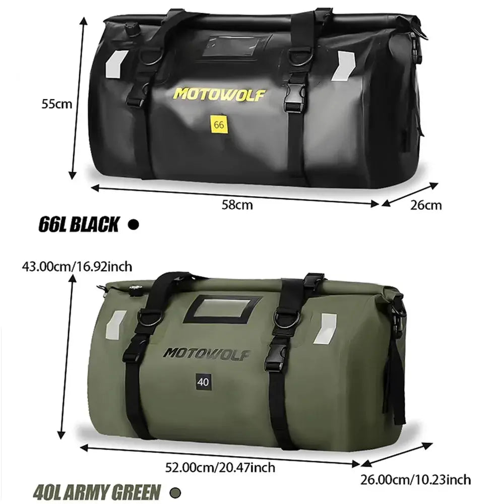 Bolsa Seca Impermeable para Moto con Reflectores, Bolsa de Viaje Duffle Trasera Esquí