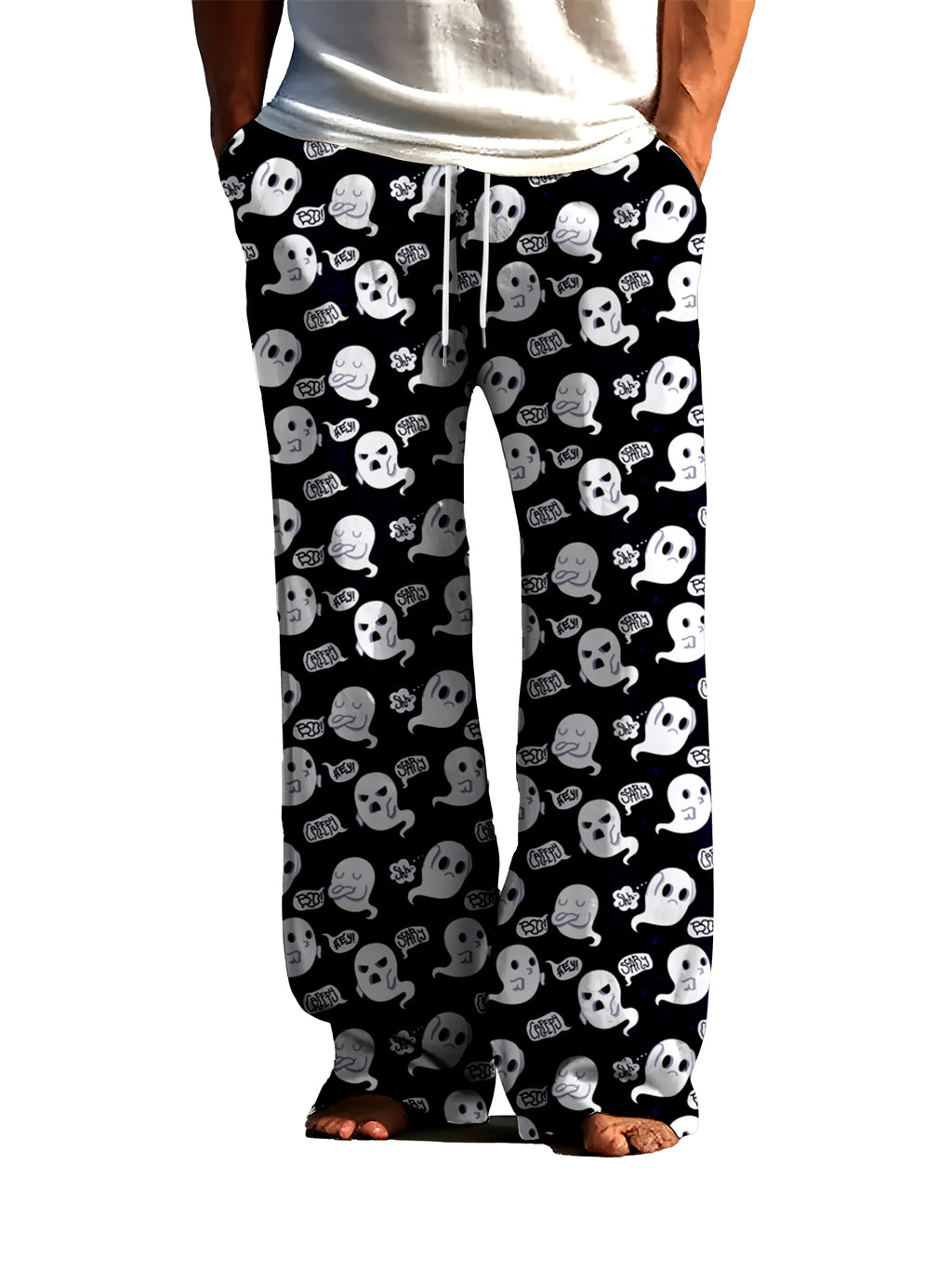 Pantalones de dormir estampados en 3D Ghost Four Seasons con aire acondicionado, pantalones casuales, modernos, cómodos y transpirables para el hogar