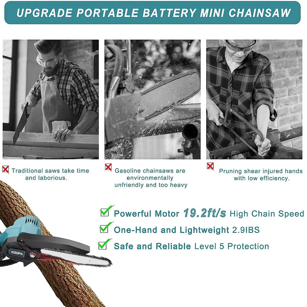 Mini Chainsaw for Makita 18v (No Battery) Woodworking with Small Handheld Electric 6-inch Logging Sawzall Mini Portable Chainsaw KOOPA TOOL Store
