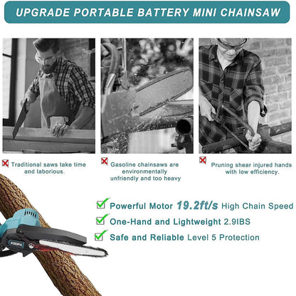 Mini Chainsaw for Makita 18v (No Battery) Woodworking with Small Handheld Electric 6-inch Logging Sawzall Mini Portable Chainsaw KOOPA TOOL Store