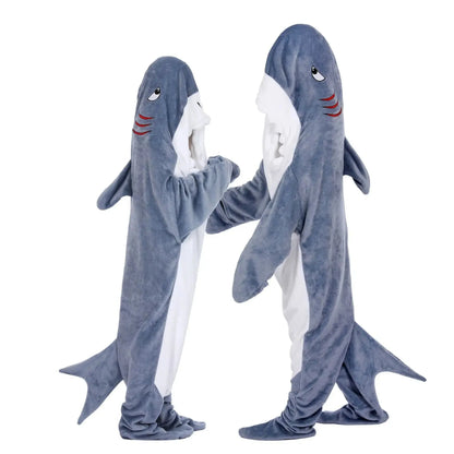 New Shark Shaped Plush Hooded Pajamas For Women And Men Y2k Pink Cute